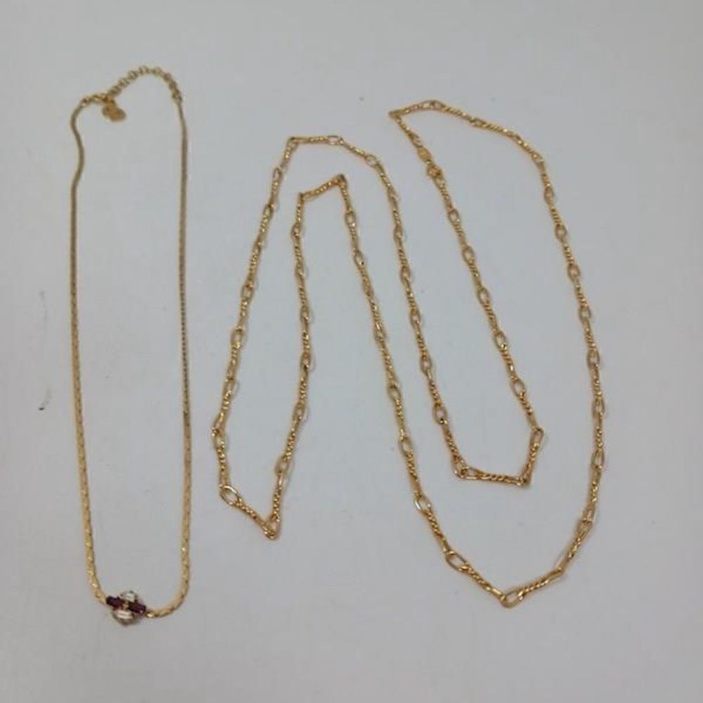Christian Dior Necklace Set Women Gold Baguette Crystal Vintage‎ OS - Picture 2 of 5